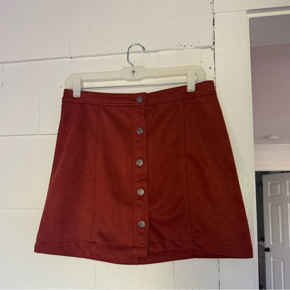 No Boundaries Rust snap button down Mini Skirt size medium